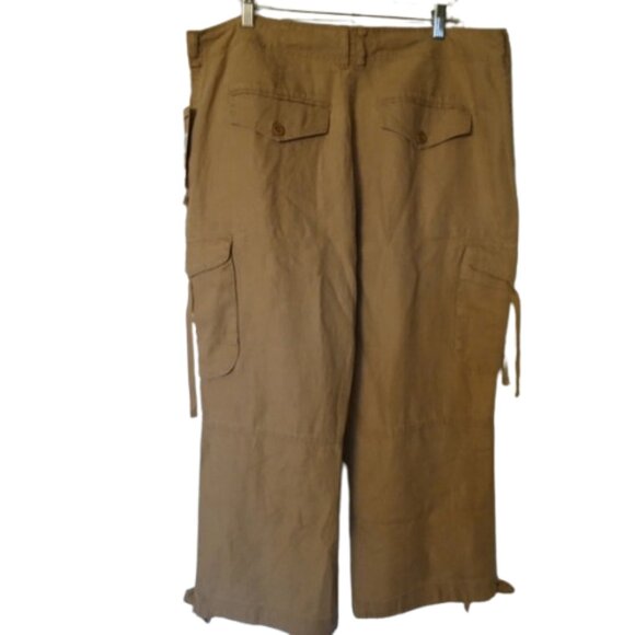 Ralph Lauren Womens Tan 100% Linen Drawstring Utility Cargo Safari Pants NWT - Picture 9 of 10